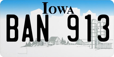 IA license plate BAN913