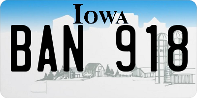 IA license plate BAN918