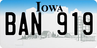 IA license plate BAN919