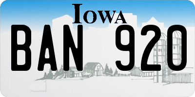 IA license plate BAN920