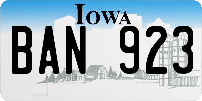 IA license plate BAN923