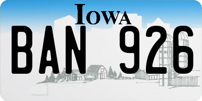 IA license plate BAN926