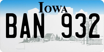 IA license plate BAN932