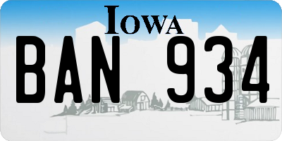 IA license plate BAN934