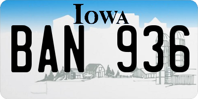 IA license plate BAN936