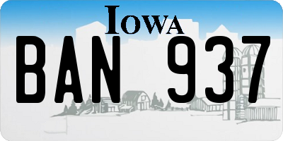 IA license plate BAN937