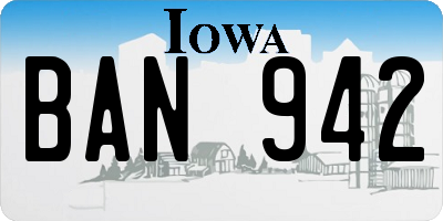 IA license plate BAN942