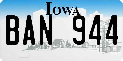 IA license plate BAN944