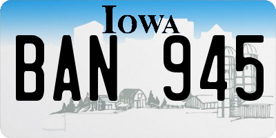 IA license plate BAN945