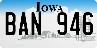 IA license plate BAN946