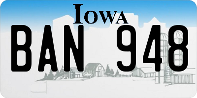IA license plate BAN948