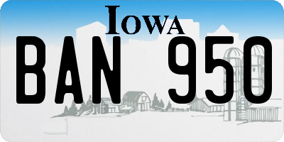 IA license plate BAN950