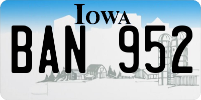IA license plate BAN952