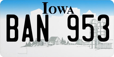 IA license plate BAN953