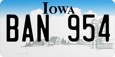 IA license plate BAN954