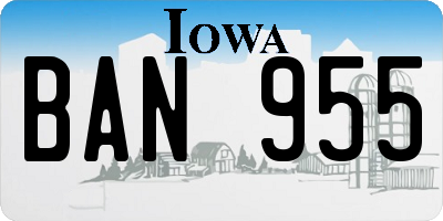 IA license plate BAN955