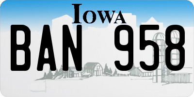 IA license plate BAN958