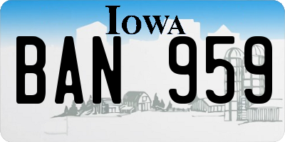 IA license plate BAN959