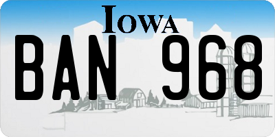 IA license plate BAN968