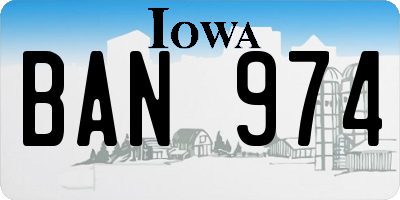 IA license plate BAN974