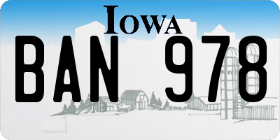 IA license plate BAN978