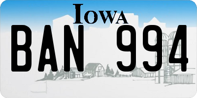 IA license plate BAN994