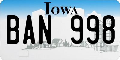 IA license plate BAN998