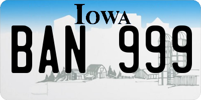 IA license plate BAN999