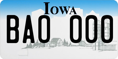 IA license plate BAO000