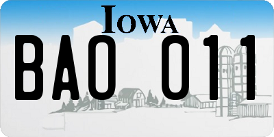 IA license plate BAO011