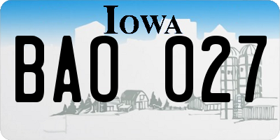 IA license plate BAO027