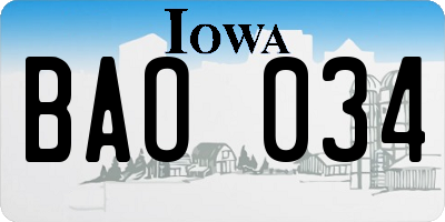 IA license plate BAO034
