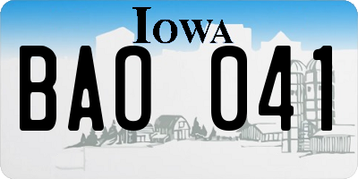IA license plate BAO041