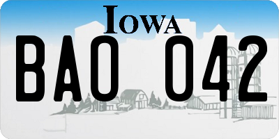 IA license plate BAO042