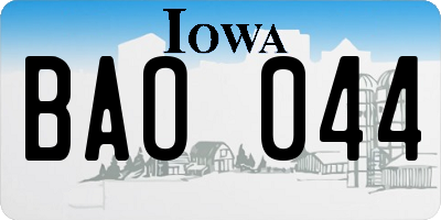 IA license plate BAO044