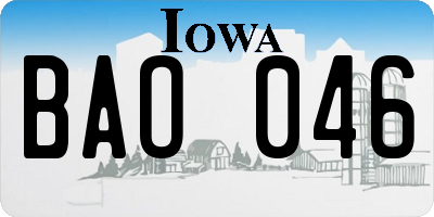 IA license plate BAO046