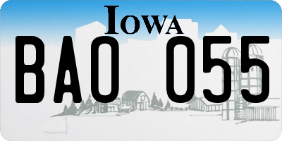 IA license plate BAO055