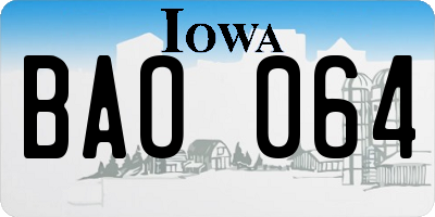 IA license plate BAO064