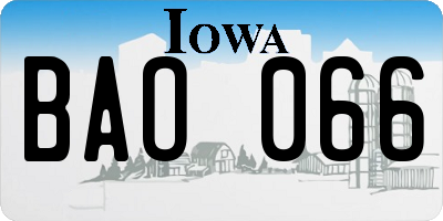 IA license plate BAO066