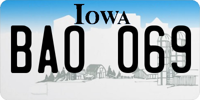 IA license plate BAO069