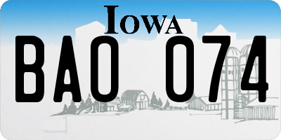 IA license plate BAO074