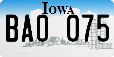 IA license plate BAO075