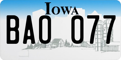 IA license plate BAO077