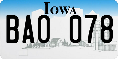 IA license plate BAO078