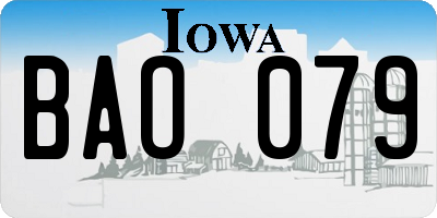 IA license plate BAO079
