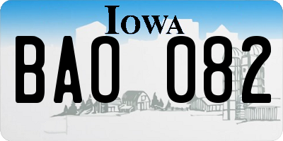 IA license plate BAO082