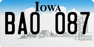 IA license plate BAO087