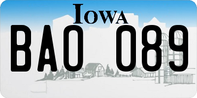 IA license plate BAO089