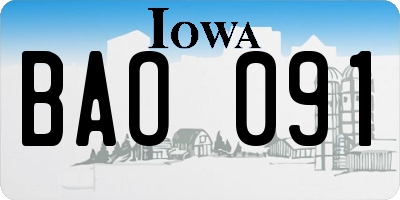IA license plate BAO091