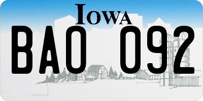IA license plate BAO092